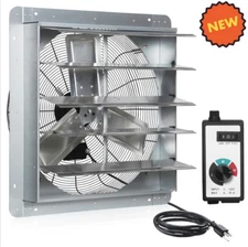 24" Shutter Exhaust Fan 4400 CFM Industrial Speed Wall Mount Garage Shop Attic