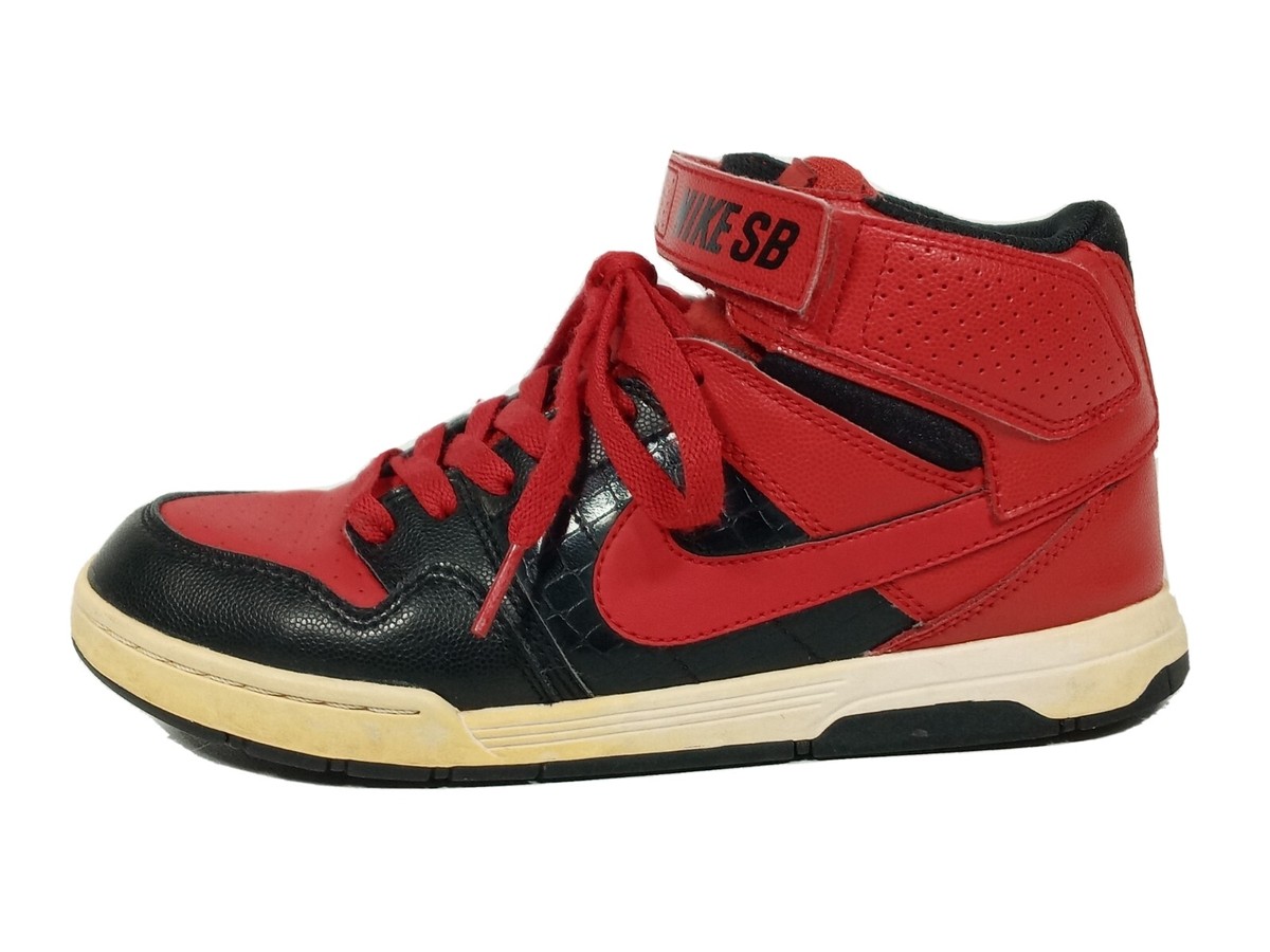 Nike Youth 645025-662 Mogan Mid 2 SB Skate Shoe Red & Black