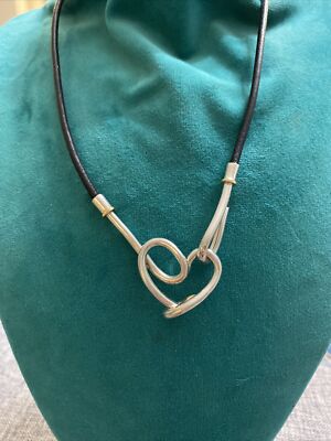 oTc Signed Sterling Silver 18kt Gold Hooked Heart 16