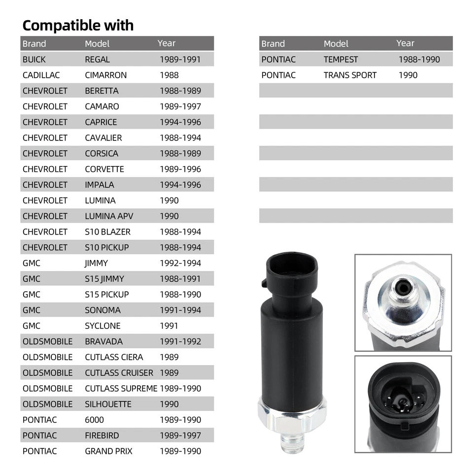 Sensor de presión de aceite de motor para GMC S15 Jimmy 1988-1991 2,8 L/4,3 L 1S6592 1647136 Foto 3 de 4
