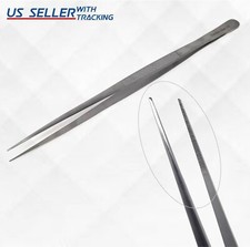 Stainless Steel Micro Precision Fine Pointed Professional Tweezers 12" Straight