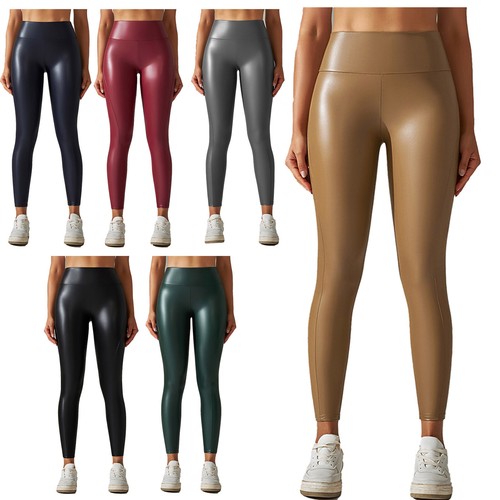 Damenmode PU Leder Strumpfhose Hose Hohe Taille Stretchig Hose Clubwear - Bild 2 von 30