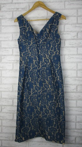 Keepsake the Label 12/14, L womans Sexy dress, Blue floral lace print, V-neck - Picture 4 of 11