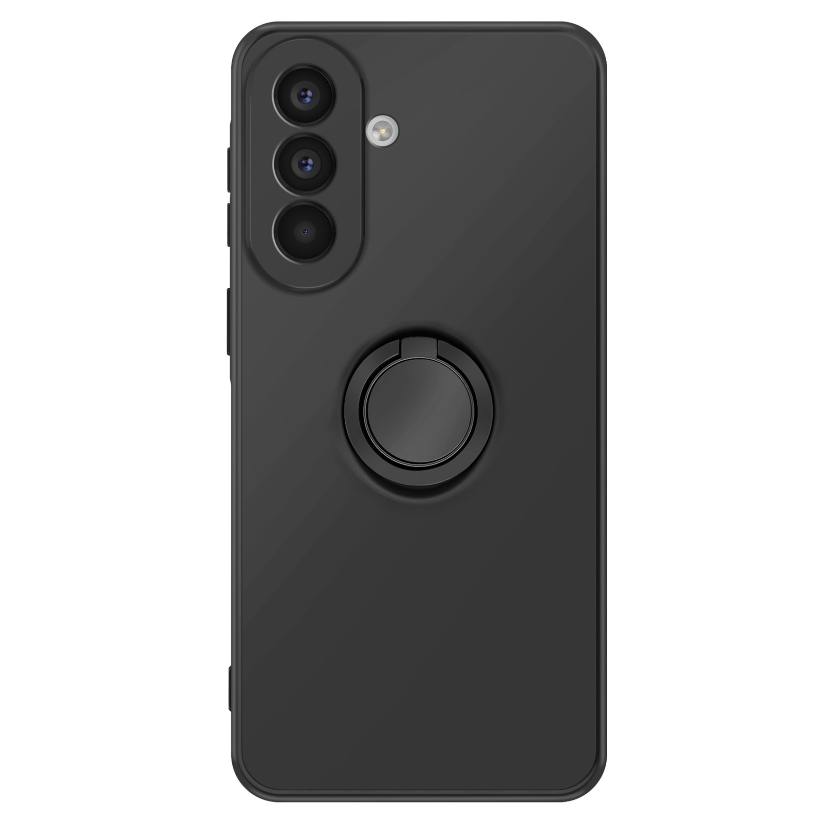 Coque Galaxy A57 Avizar Soft-Touch noire avec anneau de support métallique