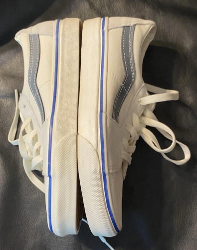 Vans Unisex Blue Suede Canvas Sneaker Lace Up White 4.0 5.5 NEW - Picture 5 of 8