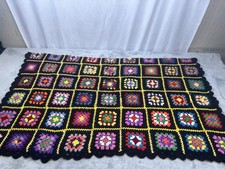 Vintage Handmade Crochet Afghan Blanket Throw Granny Square 54x68" Retro Lap
