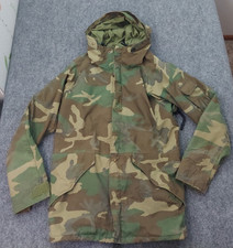 Alpha Ind. Military Cold Weather Parka Men Medium Long Green Camo Full Zip FLAWS