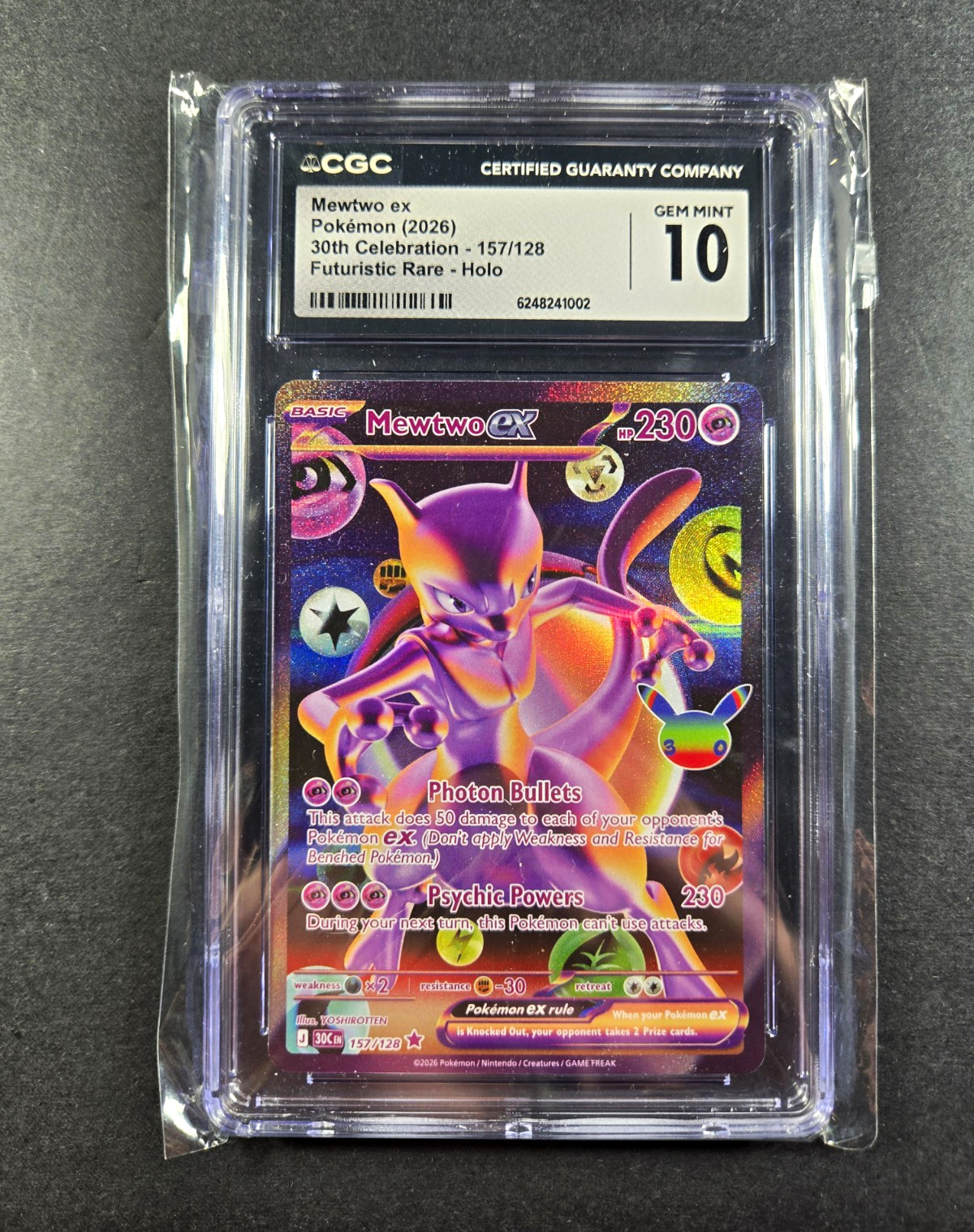 Mewtwo ex 157/128 Me: 30th Celebration 2026 CGC Graded 10 Holo Futuristic