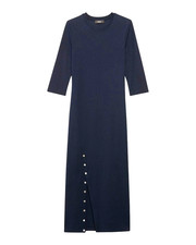 NWT Theory Button Front Midi in Black Perry Knit Ribbed T-shirt Dress P XS