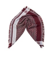 Trachten Schal/Tuch Vintage  mit Fransen Bordeaux/Grau Gr.:66x66  cm