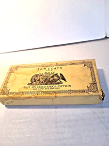 Vintage J.P. Coats 12 Spool Box White Thread 80 Yd Spools