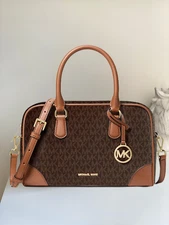 Michael Kors Thompson Medium Satchel Bag Handbag Purse Brown Crossbody Messenger