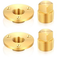 Lounsweer 4 Pcs Boat Drain Plug Kit 1/2 Inch Npt Solid Brass Gold