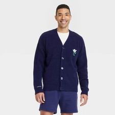 Men's Kindness Blooms Floral Print V-Neck Cardigan - Goodfellow  Co Navy