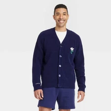 Men's Kindness Blooms Floral Print V-Neck Cardigan - Goodfellow & Co Navy