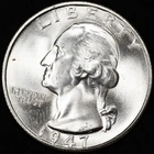 1947-S Washington Silver Quarter - San Francisco Mint - Choice Uncirculated BU+