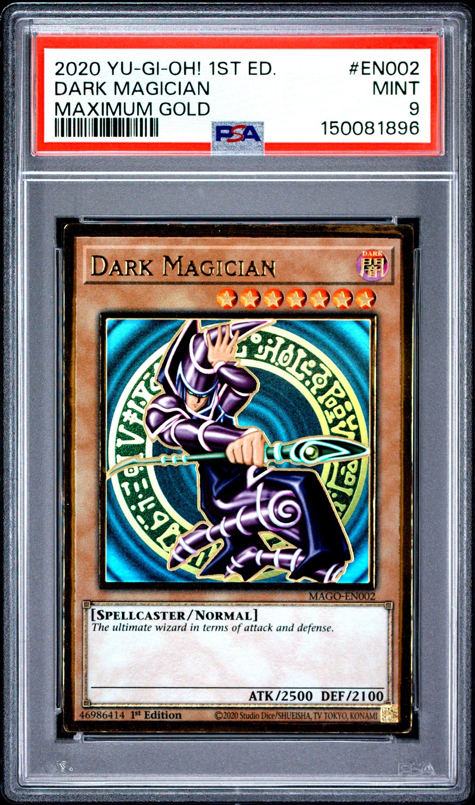 2020 YU-GI-OH! MAXIMUM GOLD 1ST EDITION #EN002 DARK MAGICIAN PSA 9