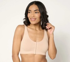 Breezies Cooling Comfort Seamless Wirefree Front Close Bra Sunbeige L New