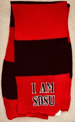 San Diego State Aztecs I Am SDSU red black acrylic 62 x 7 inch scarf used twice