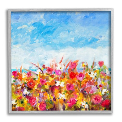 Bold Summer Blooming Flower Field Under Cloudy Sky, Design by Jill Martin Gra...