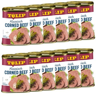 TULIP 12x340g Corned Beef Delikatesse in Konservendose Proteinquelle Rindfleisch