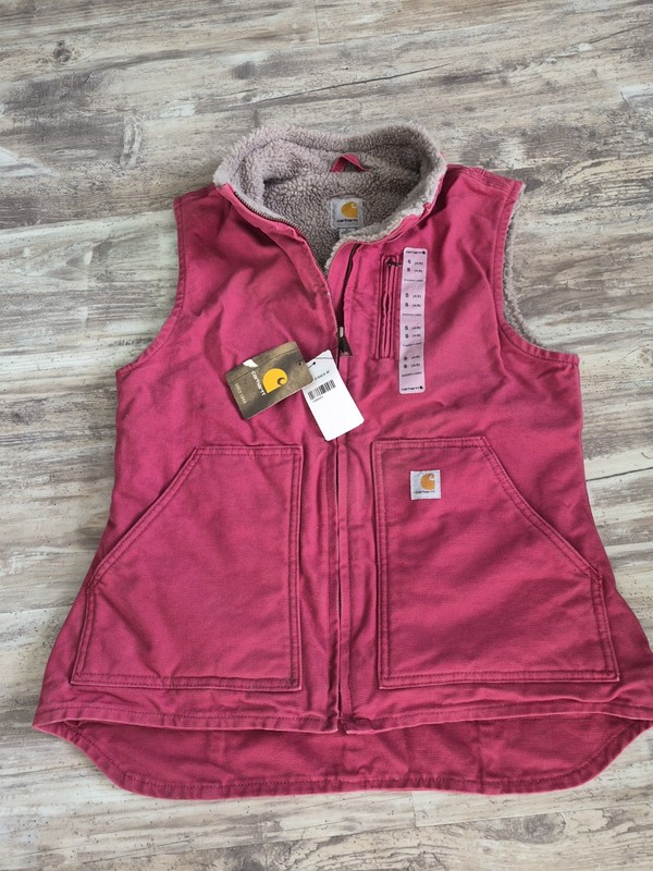 NWT's Carhartt WV001 624 Crabapple Women's Sandstone Mock Lined Vest Size Small
