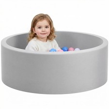 Large Foam Ball Pit for Toddlers, Soft Memory Sponge Play Pool, Gray