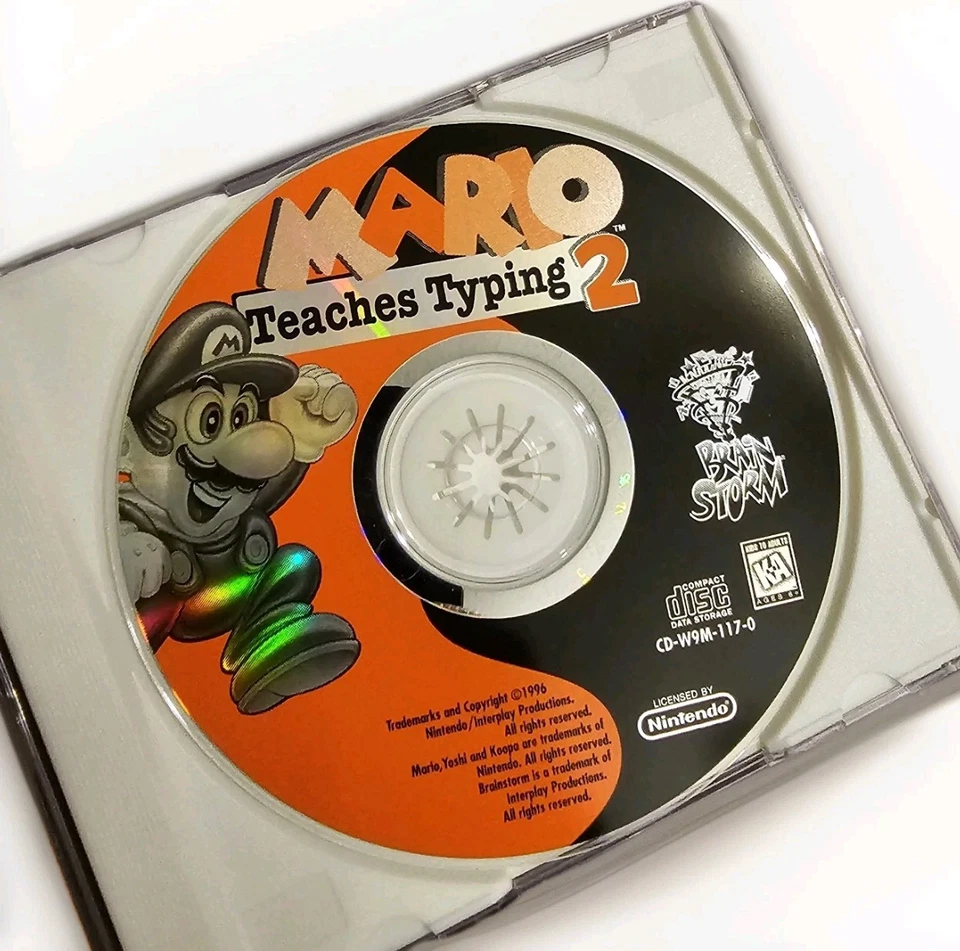 Mario Teaches Typing 2 Instructional Nintendo Windows PC 1996 CD-Rom Brain Storm - Image 2 of 4