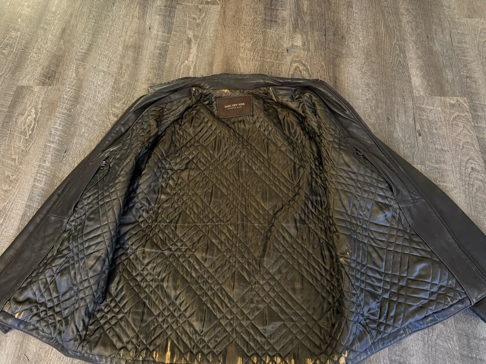 Marc New York Andrew Marc 100% Leather Jacket Brown Men’s Size Large Zip Front - Image 4 of 4