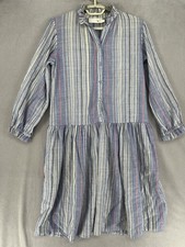 Zimmermann Dress Womens 0 Blue Linen Wool Shirt Button Long Sleeve Striped