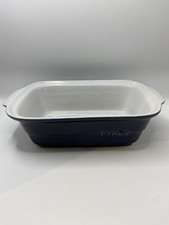 Vintage PYREX Blue Stoneware Roasting Dish Rectangular Lasagne Oven Bowl Retro