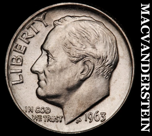 1963-D Silver Roosevelt Dime - Lustrous Choice Gem Brilliant Uncirculated #i4764