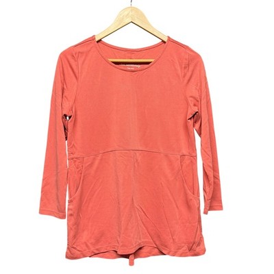 Soft Surroundings Fairfax Button Tunic Top Peach Rust 3/4 Sleeve Size P Small