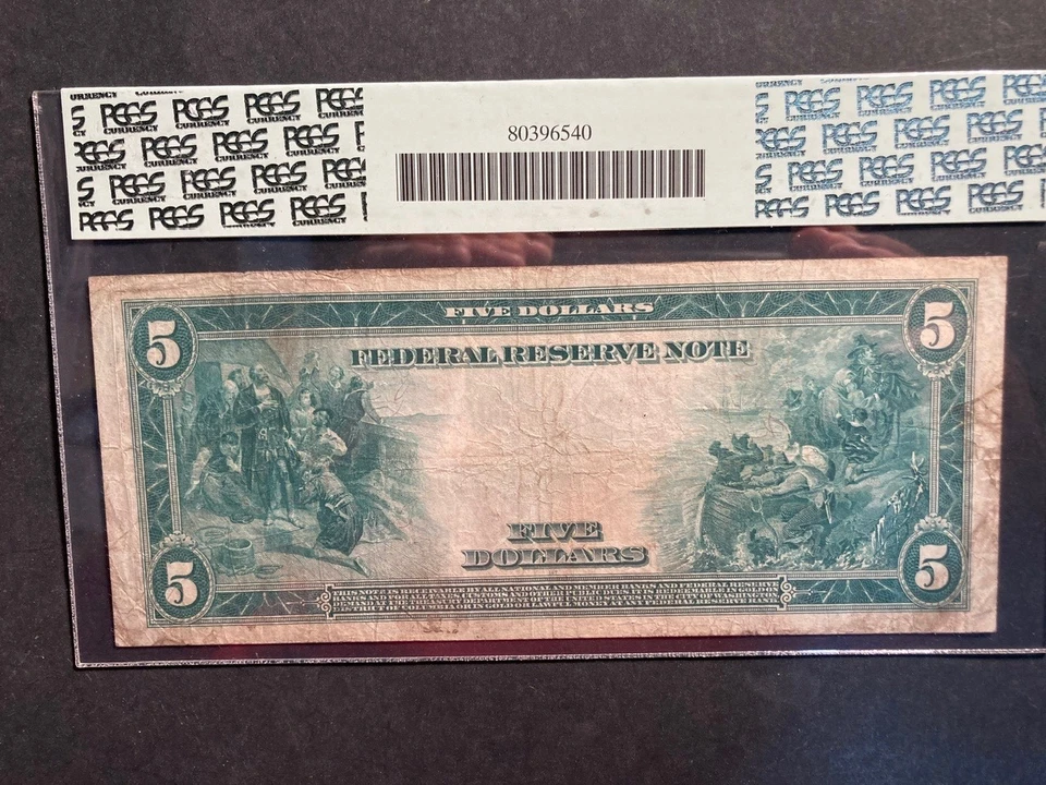 ONE 1914 $5. MINNEAPOLIS FEDERAL RESERVE NOTE- PCGS. VF 20 - Image 3 of 3