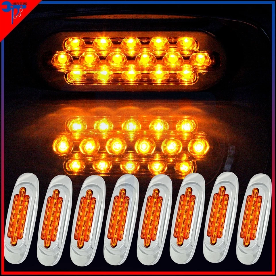 8 peças luz indicadora lateral LED amarela 6,5" 1982-2017 para Audi BMW Aston Martin 12V - Imagem 3 de 4