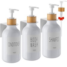 Shampoo and Conditioner Dispenser 3 Chamber for Shower Wall, White