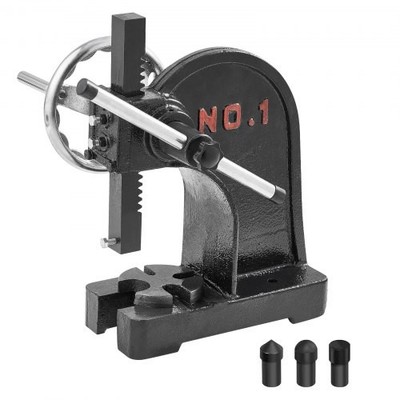 Arbor Press, 1 Ton Manual Arbor Press with Handwheel, 5.9'' Maximum Height, C...
