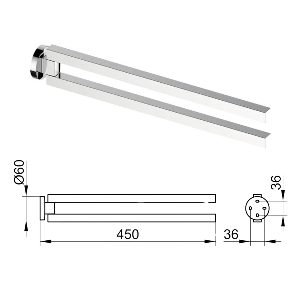 KEUCO Handtuchhalter / Badetuchhalter verchromt, schwenkbar, Edition 90 - Bild 3 von 4