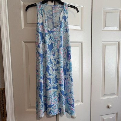 NEW Lilly Pulitzer MELLE DRESS Blue Haven Pop Up Into the Deep Pink White XS 