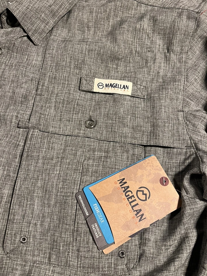 NUEVA Camisa Magellan Outdoors Fish Gear Manga Larga Rendimiento Botón XL Relajada  Foto 4 de 4