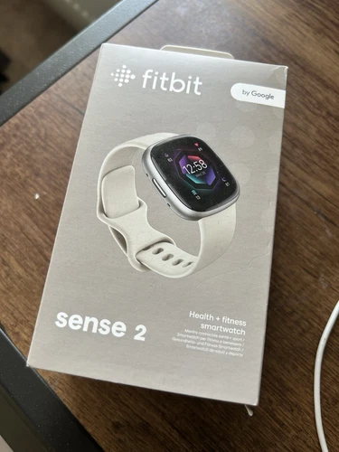 Fitbit Sense 2 Wristband Activity Tracker Lunar White/Platinum Aluminum 521SRWT