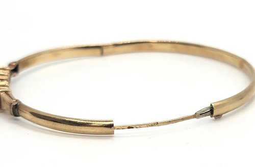 14K Yellow Gold Diamond 0.20ct Ruby Bangle Bracelet - Picture 5 of 8