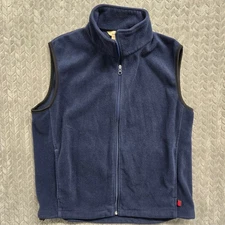 Woolrich Mens Size Medium Fleece Vest Deep Navy Blue Full Zip Sleeveless Jacket