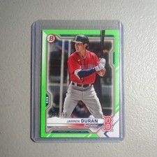 2021 Bowman, Jarren Duran, Card #BP-135, Neon Green Border Parallel, 061/399(RC)