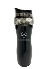 Mercedes Benz Black Engraved Crystal Mug Tumbler 18 Oz Cup Water Bottle Frame