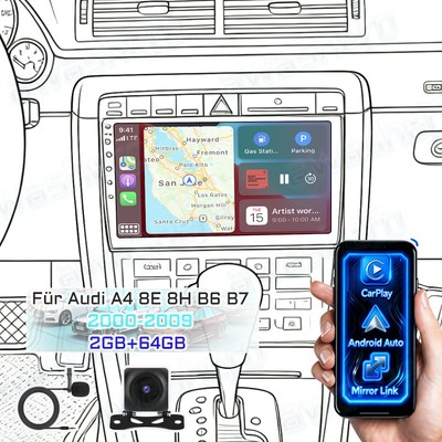 64GB Für Audi A4 8E 8H B6 B7 2000-2008 Android 15 Autoradio GPS WIFI BT +Kamera