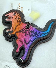 NWT Coach Rexy Dinosaur 88779 Glitter Leather Hangtag Key Chain Bag Purse Charm