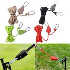 Nylon Polyester Tent Guy Ropes with Reflective Threads and Pulley 4pcs