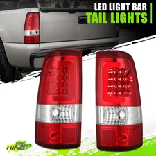 3D LED DRL C-Bar Tail Brake Lights for Silverado Sierra HD 03-07 Chrome Red Pair
