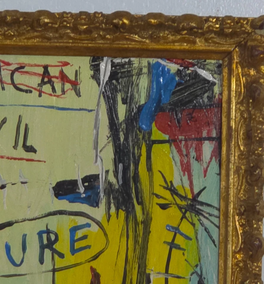 JEAN MICHEL BASQUIAT ACRÍLICO SOBRE LIENZO 1982 CON MARCO EN BUEN ESTADO Foto 3 de 4